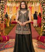 mehendi georgette suit with multi embroidery & sequin work