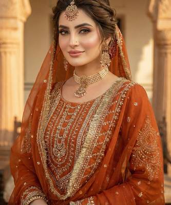 rust orange georgette embroidered sequin sharara 2