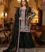 black chinon suit with embroidery & sequin work