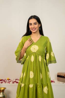 Green tie & dye cotton dress 2