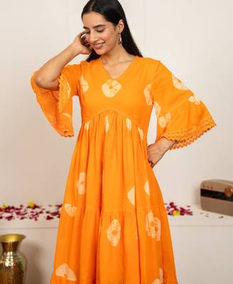 Orange tie & dye cotton dress 2