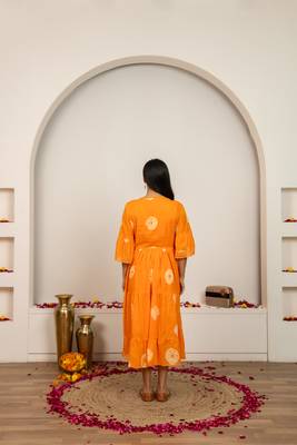 Orange tie & dye cotton dress 3