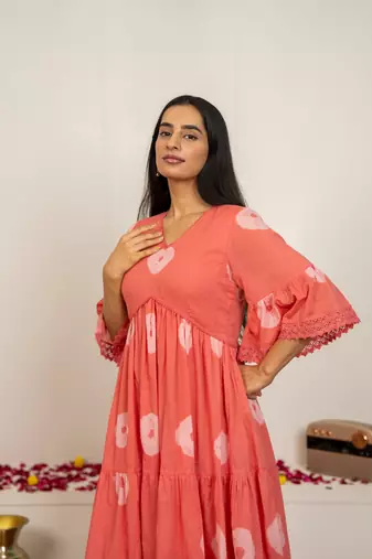 Pink tie & dye cotton dress