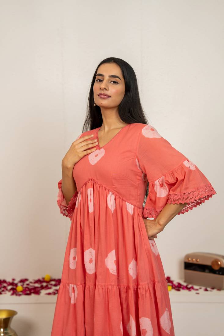 Pink tie & dye cotton dress