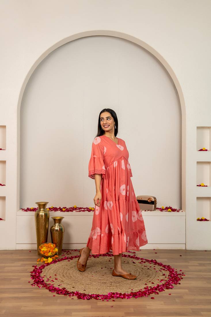 Pink tie & dye cotton dress