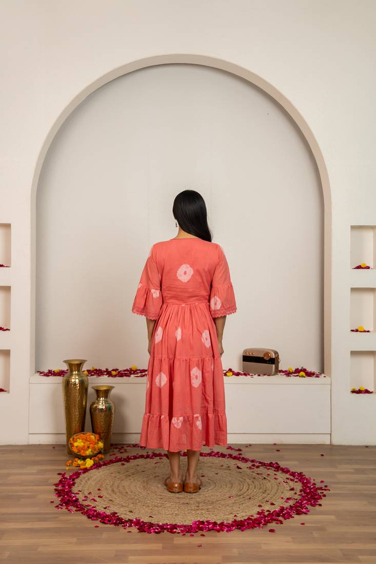 Pink tie & dye cotton dress