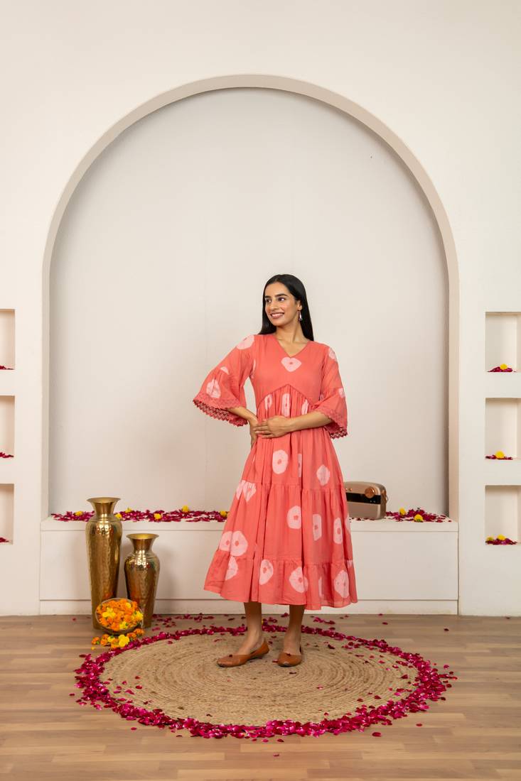 Pink tie & dye cotton dress