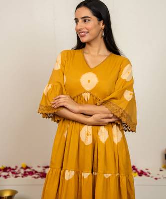 Mustard yellow tie & dye cotton dress 2