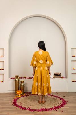 Mustard yellow tie & dye cotton dress 3