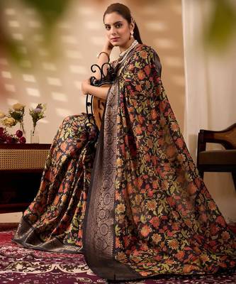 multicolor silk saree with floral digital print 6