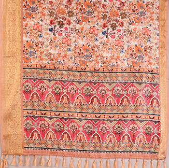 peach silk saree with floral digital print 4
