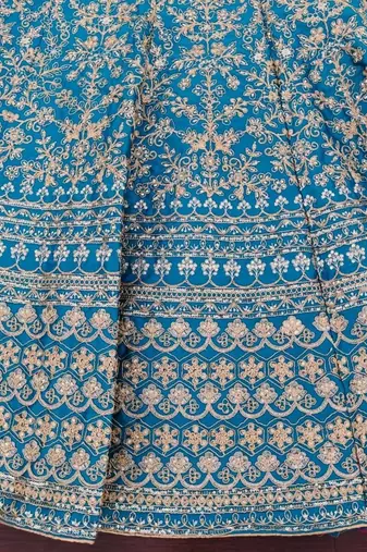 blue malai silk lehenga choli with cording embroidery and dupatta