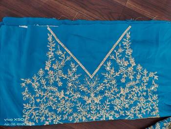 blue malai silk lehenga choli with cording embroidery and dupatta 3