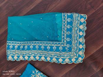 blue malai silk lehenga choli with cording embroidery and dupatta 4