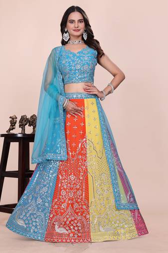 Multicolor Panelled Festive Lehenga