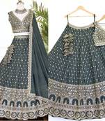 Emerald Green Ornate Lehenga Set