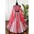 pink red velvet zari embroidered bridal lehenga set