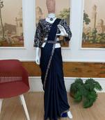 Dark Blue Color Premium Rangoli Silk party Wear Ready To Wear Saree