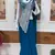 Blue Color Faux Georgette Embroidery Work Pre Stitched Saree
