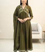 Beautiful green gorgeous mul cotton real mirror work suit set