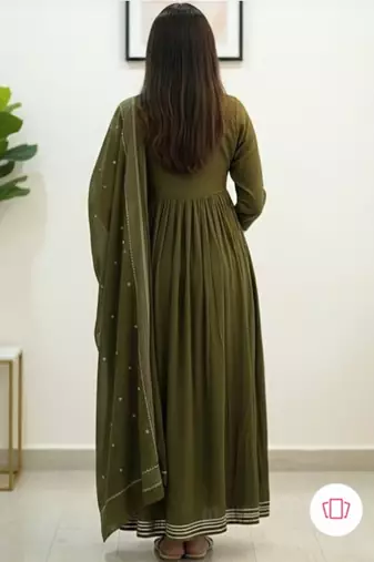 Beautiful green gorgeous mul cotton real mirror work suit set