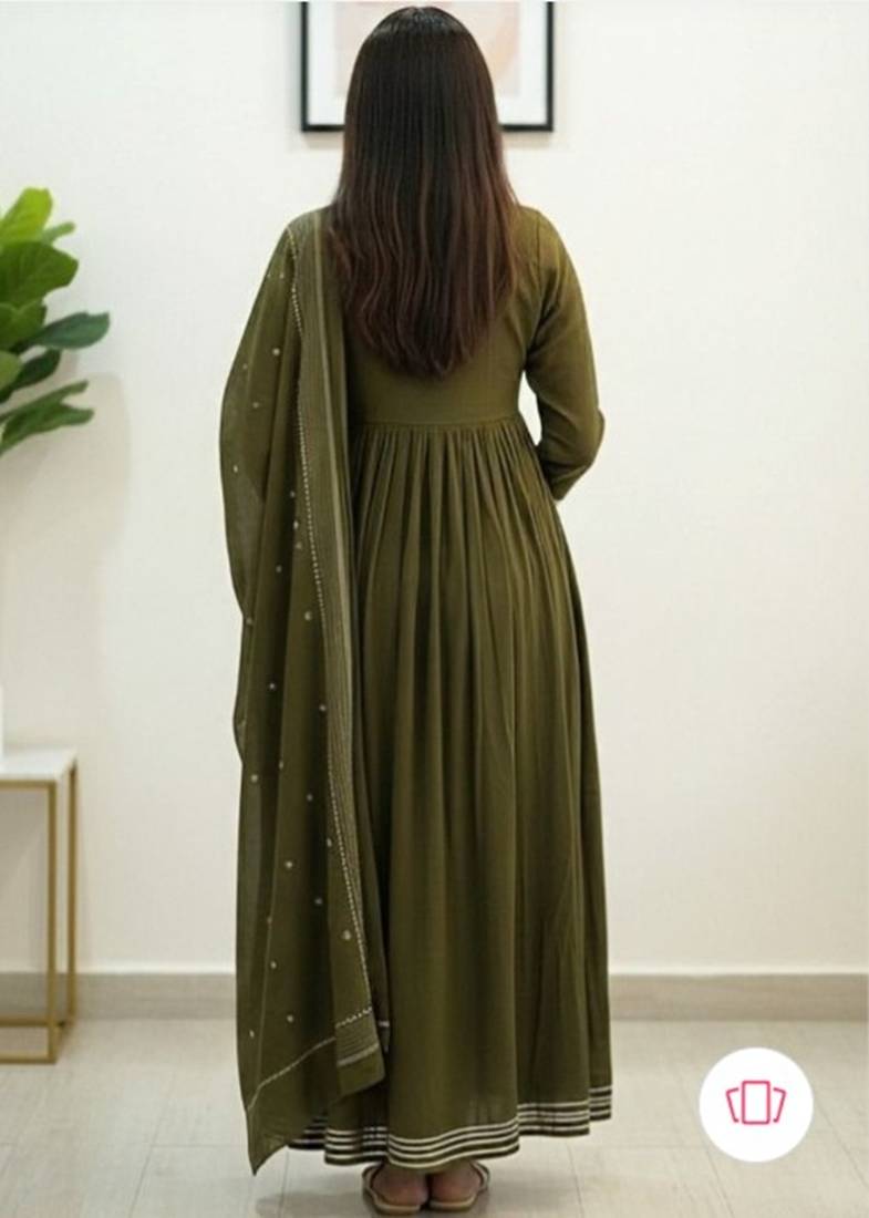 Beautiful green gorgeous mul cotton real mirror work suit set