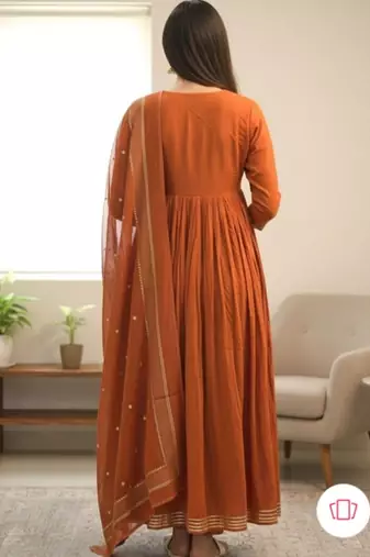 Beautiful orange gorgeous mul cotton real mirror work suit set