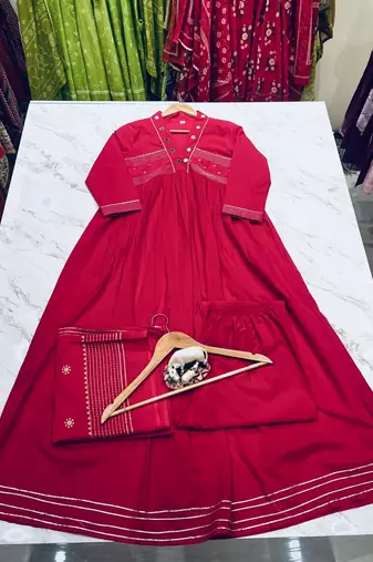 Beautiful pink gorgeous mul cotton real mirror work suit set