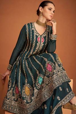 dark grey chiffon embroidered party sharara set 2