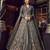 Soft premium net wedding wear gown in grey color with embroidery work