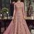Soft premium net wedding wear gown in pink color with embroidery work