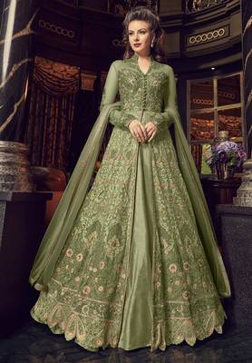 green net embroidered wedding anarkali gown 1