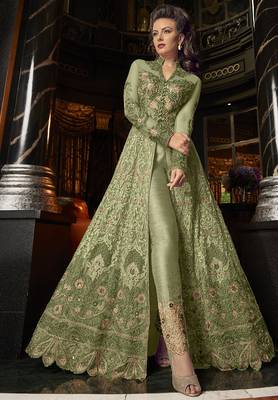 green net embroidered wedding anarkali gown 2