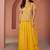 yellow embroidered georgette semi stitched party wear sharara
