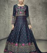 blue silk anarkali set with embroidery
