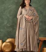 Women's  Embroidery Work Vichitra SIlk Fabric Flared Anarkali Pant and Dupatta Set