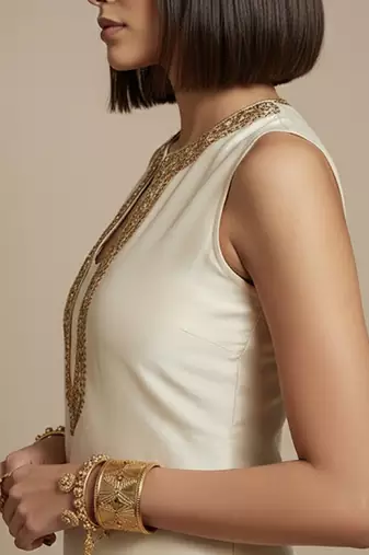 Ivory embroidered raw silk co ord set