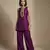 Purple embroidered raw silk co ord set