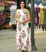 White Floral Print Cotton Flex Co-Ord Set