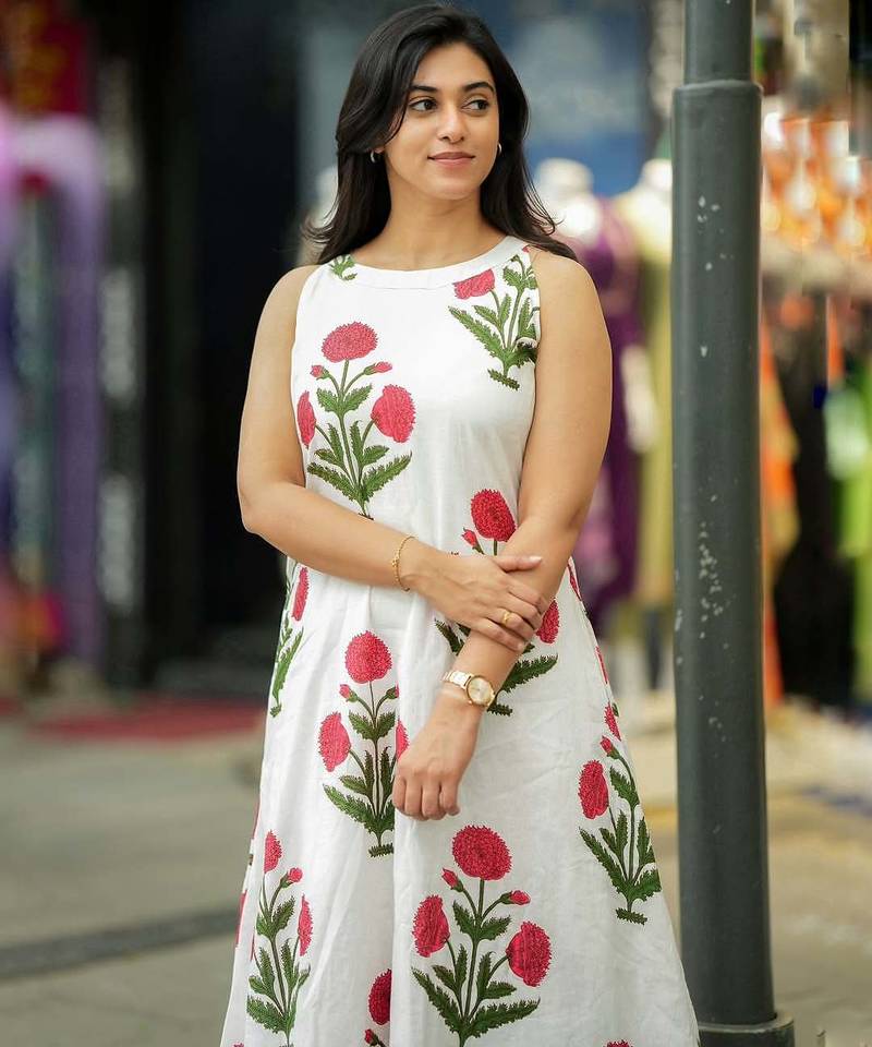 White Floral Print Cotton Flex Co-Ord Set