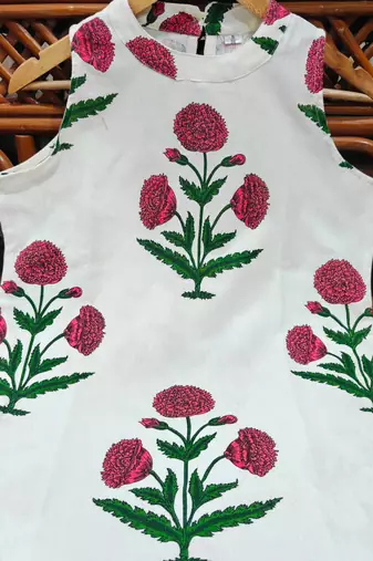 White Floral Print Cotton Flex Co-Ord Set