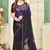 Purple half n half satin silk party wear wedding saree with matching blouse piece