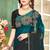 Teal blue half n half satin silk party wear wedding saree with matching blouse piece
