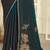 Teal blue half n half satin silk party wear wedding saree with matching blouse piece