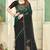 Green half n half satin silk party wear wedding saree with matching blouse piece