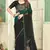 Green half n half satin silk party wear wedding saree with matching blouse piece