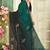 Green half n half satin silk party wear wedding saree with matching blouse piece