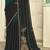Green half n half satin silk party wear wedding saree with matching blouse piece