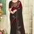 Maroon half n half satin silk party wear wedding saree with matching blouse piece