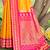 graceful yellow banarasi silk blend saree with golden zari woven border & floral jaal     wedding & festive wear